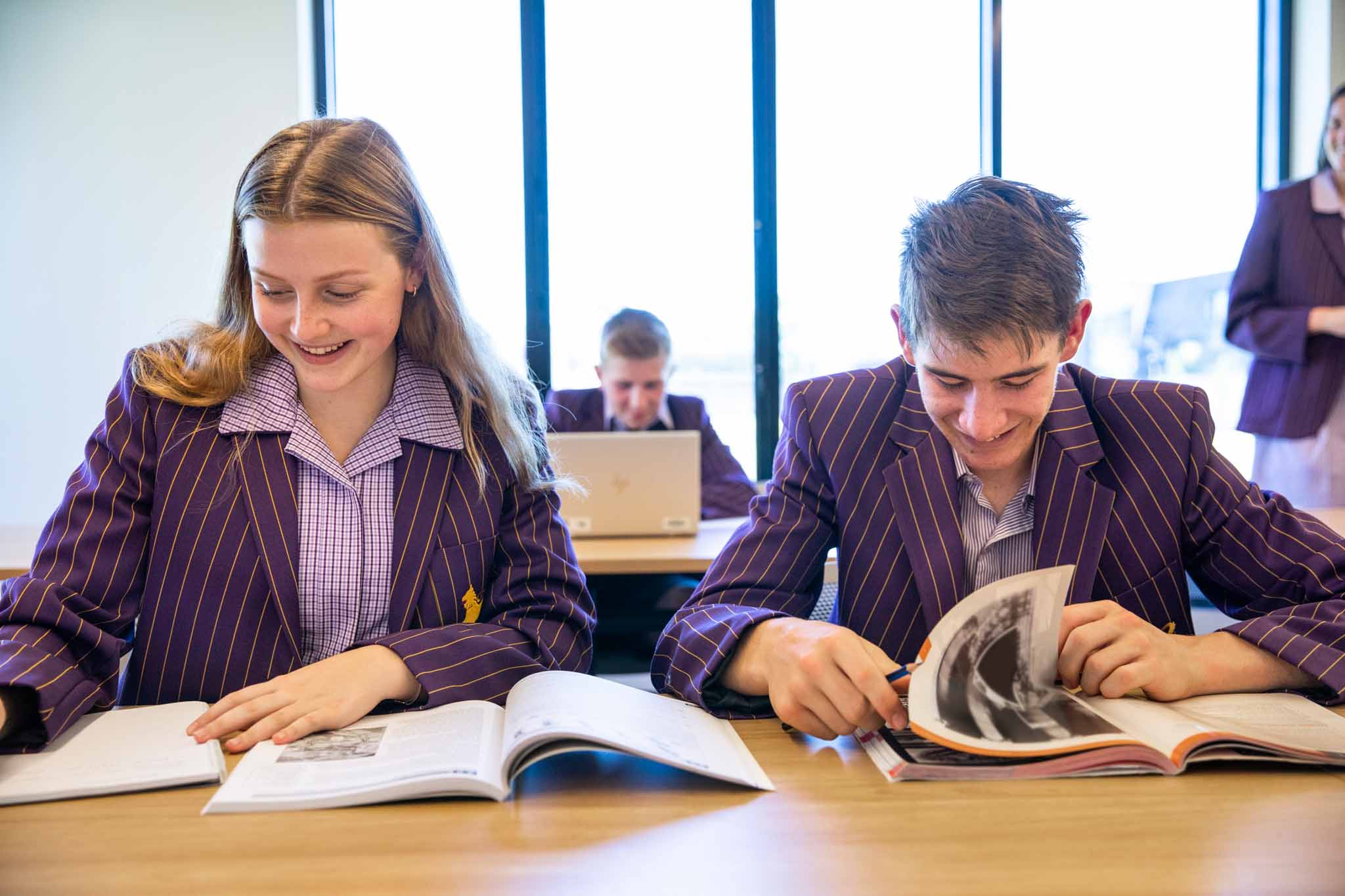 Boarding students studying in a classroom