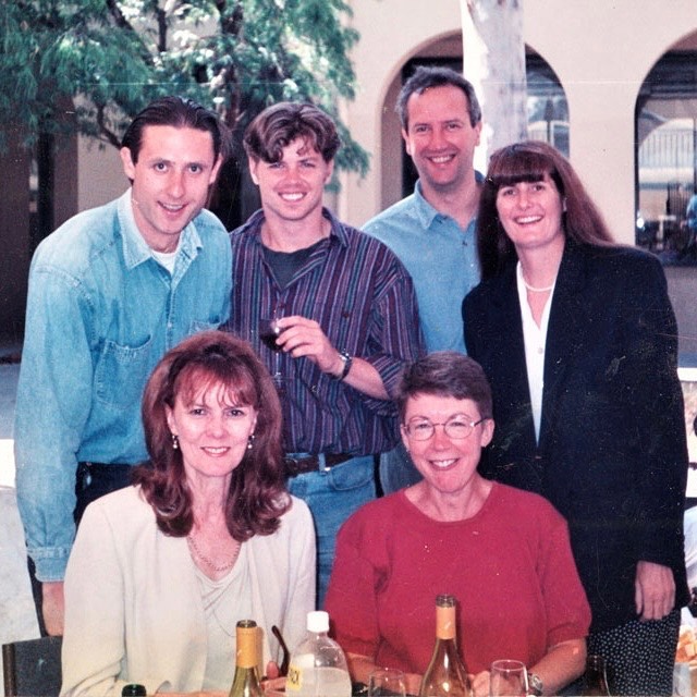 James Brown, Nick Evans, Richard Brenker, Sara Liversidge, Jill Calder and Marg Amble in the 1990s