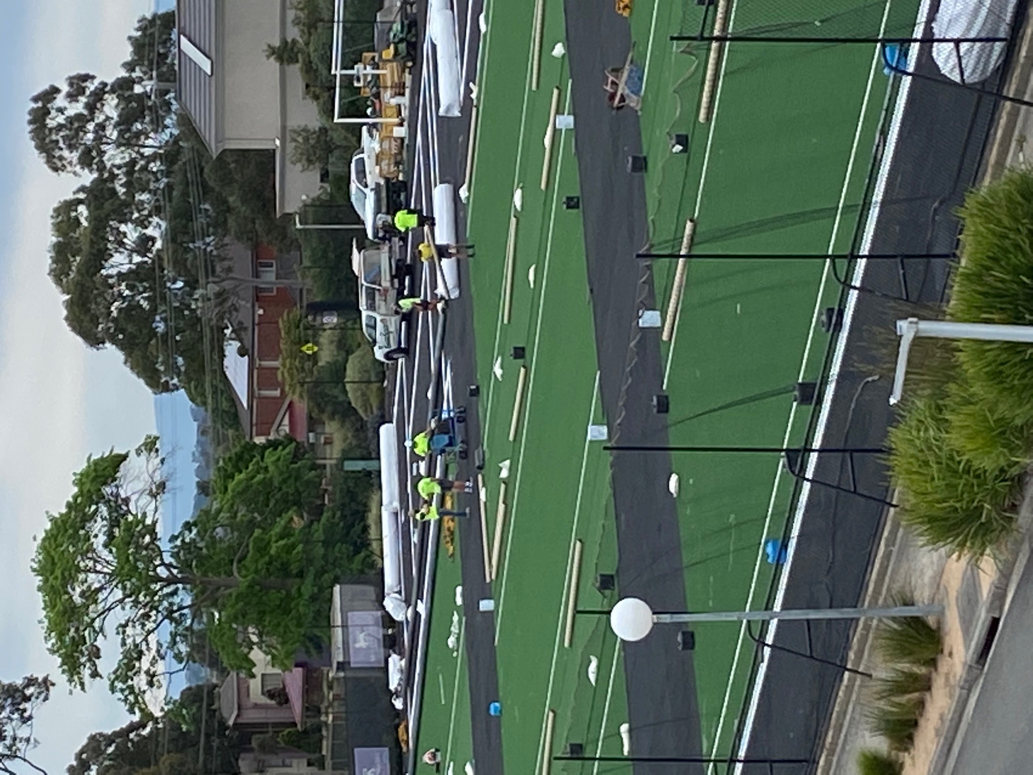 workers resurface the hockey pitch at Glen Waverley Campus